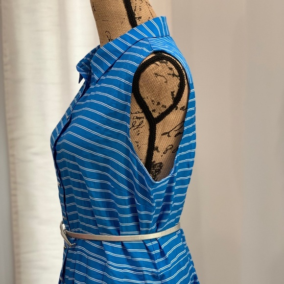 Covington Sleeveless Blue Striped Dress - size 14 - Picture 6 of 8